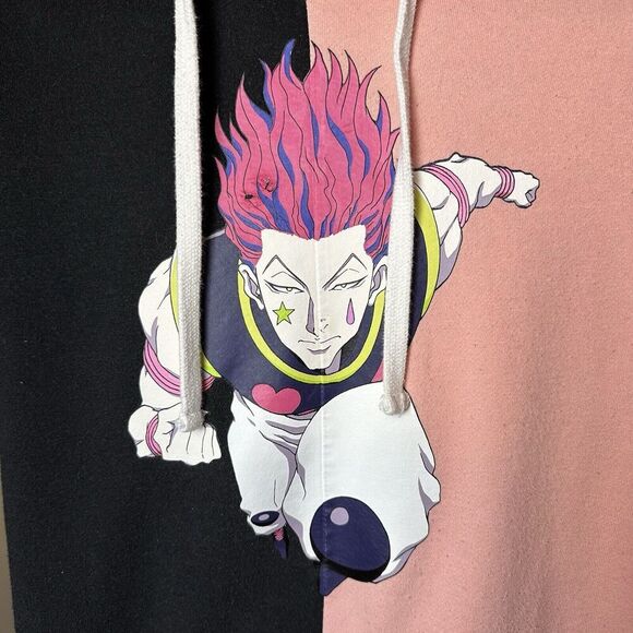 Hunter X Hot  Topic Hisoka Hoodie Split Pink Black Bungee Gum S | Anime Cosplay - Picture 3 of 8